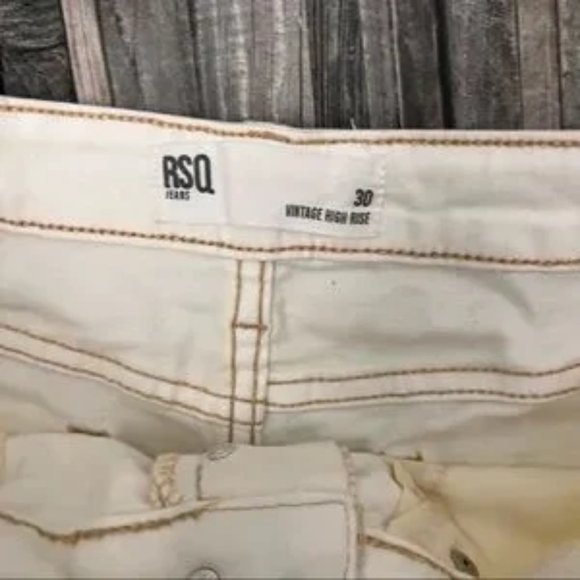 RSQ off white vintage high rise distressed shorts - Picture 3 of 5